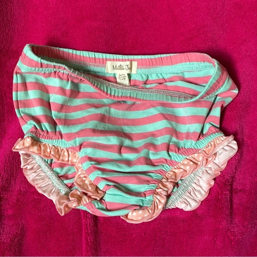Matilda Jane Striped Pink and Turquoise Kids Bloomers